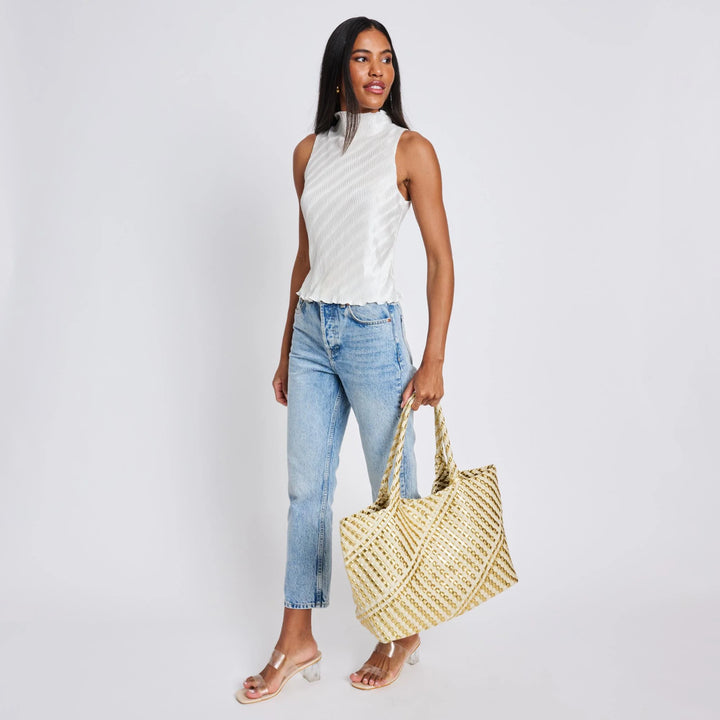 Solana Woven Tote Gold Ivory