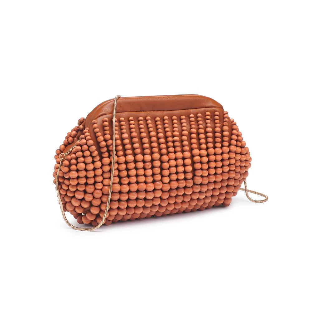 Lydia Beaded Clutch Tan