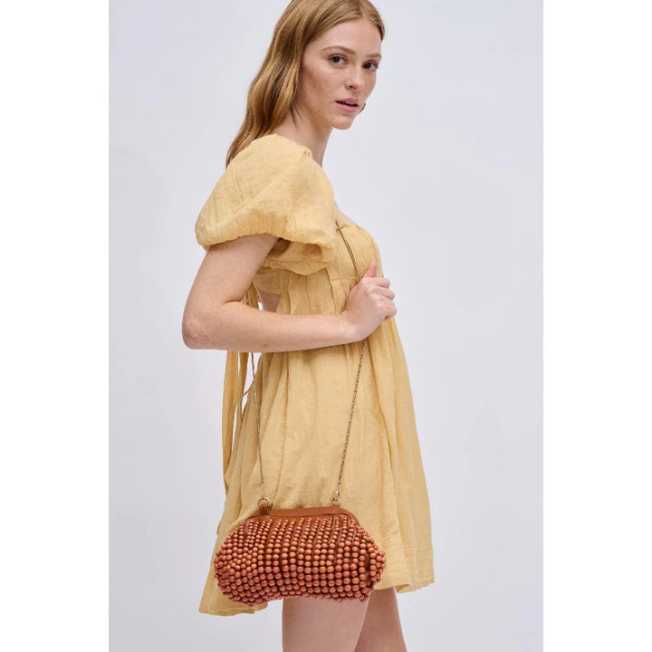 Lydia Beaded Clutch Tan