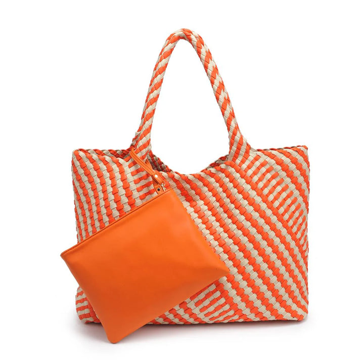 Solana Woven Tote Orange Ivory