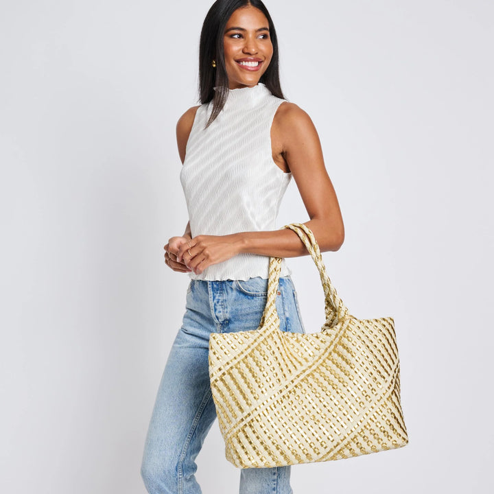 Solana Woven Tote Gold Ivory