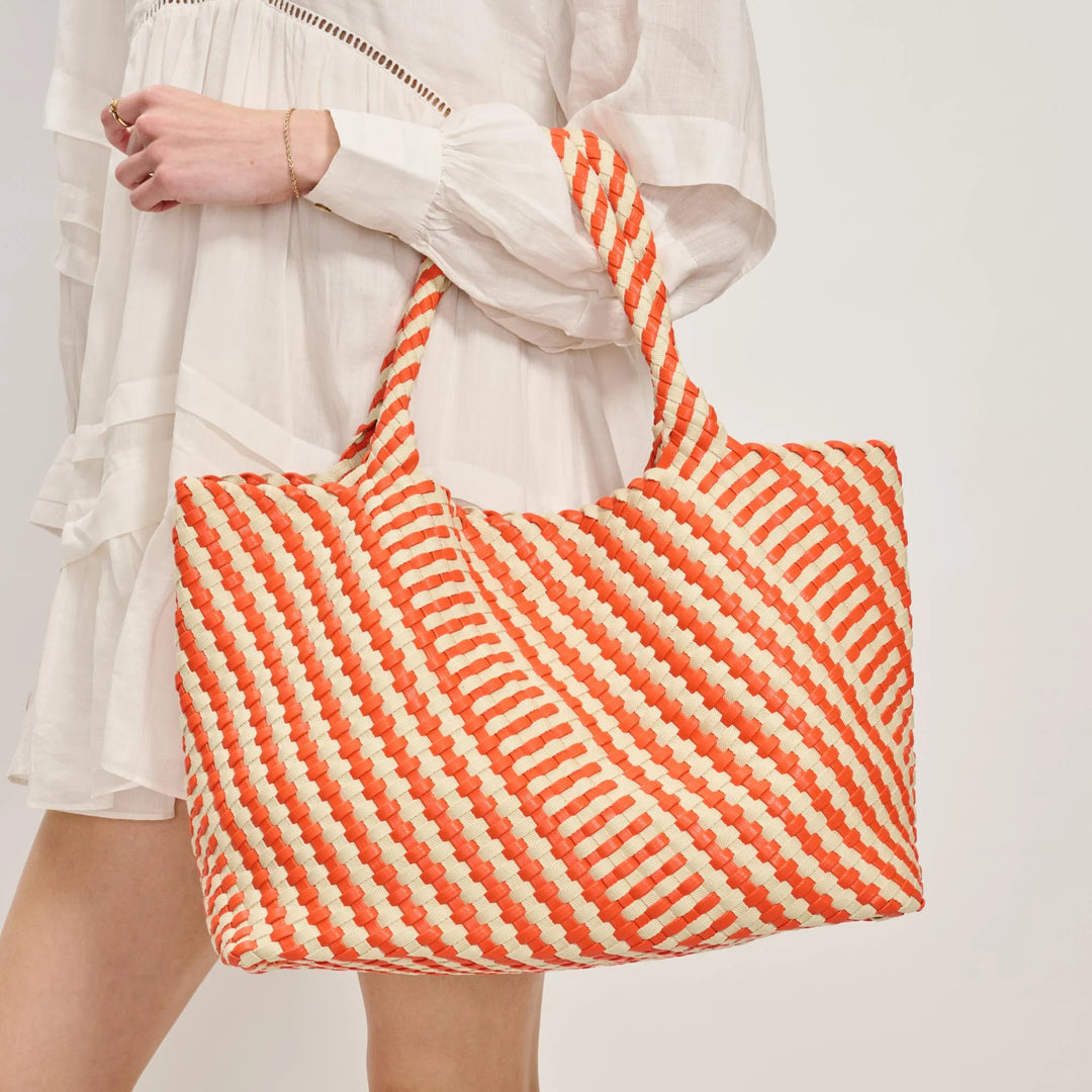 Solana Woven Tote Orange Ivory