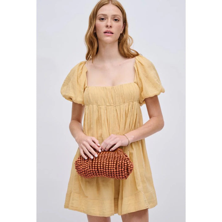 Lydia Beaded Clutch Tan