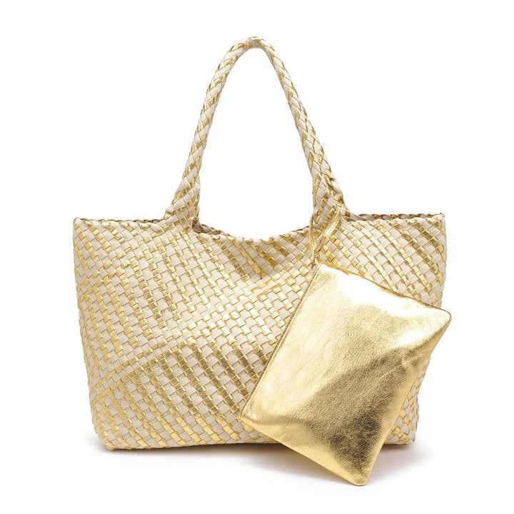 Solana Woven Tote Gold Ivory