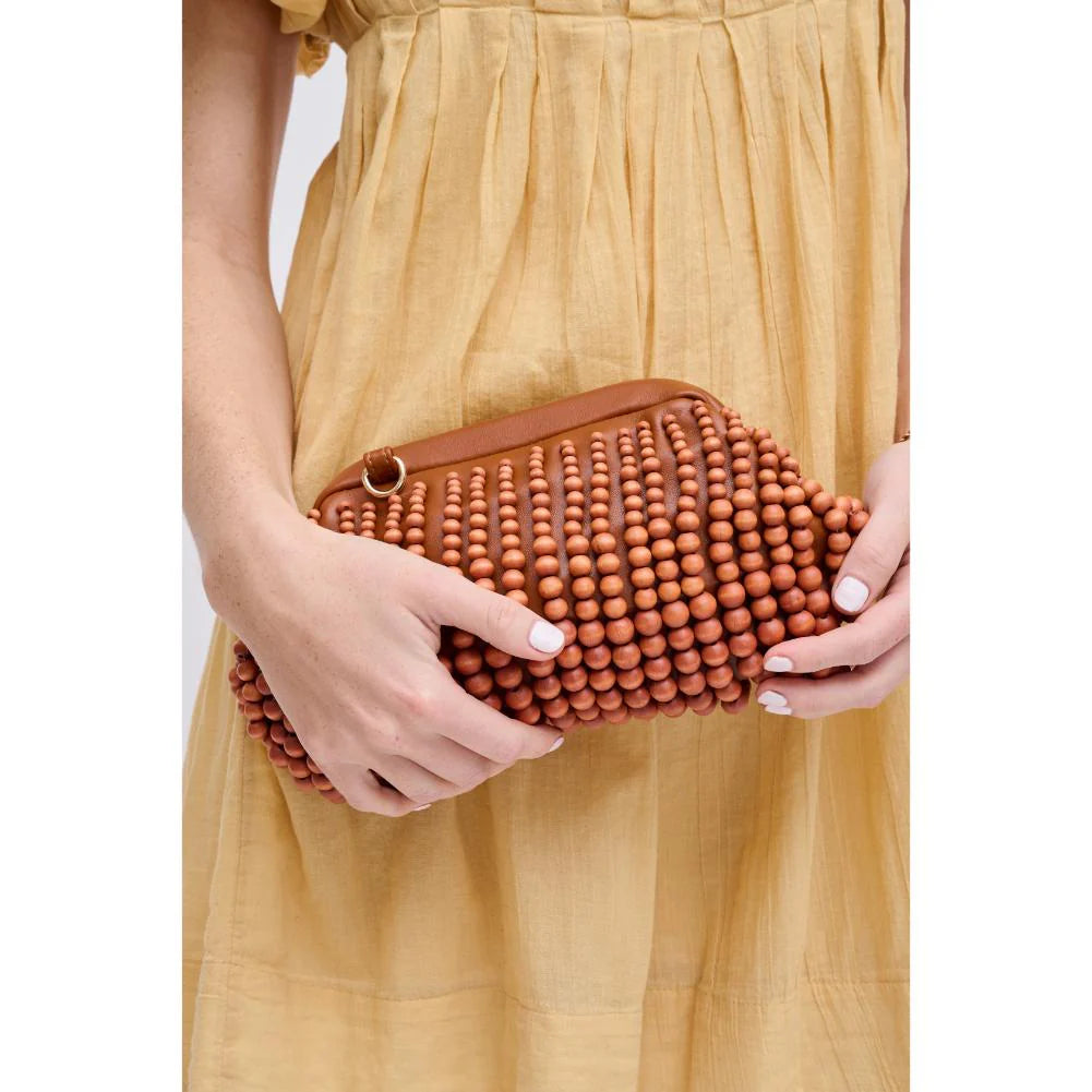 Lydia Beaded Clutch Tan