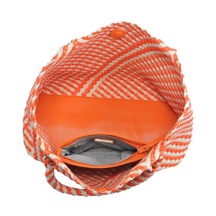 Solana Woven Tote Orange Ivory