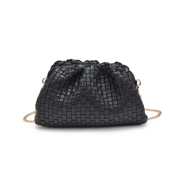 Tate Woven Frame Clutch Black
