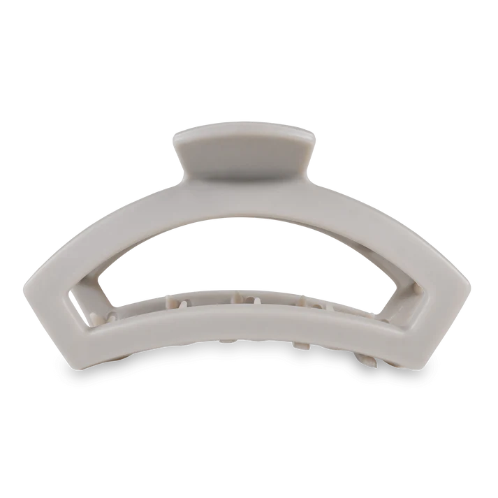 Open Hair Clip Large Silver Flames