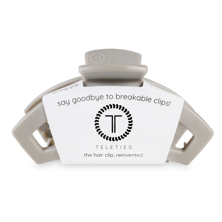 Open Hair Clip Large Silver Flames