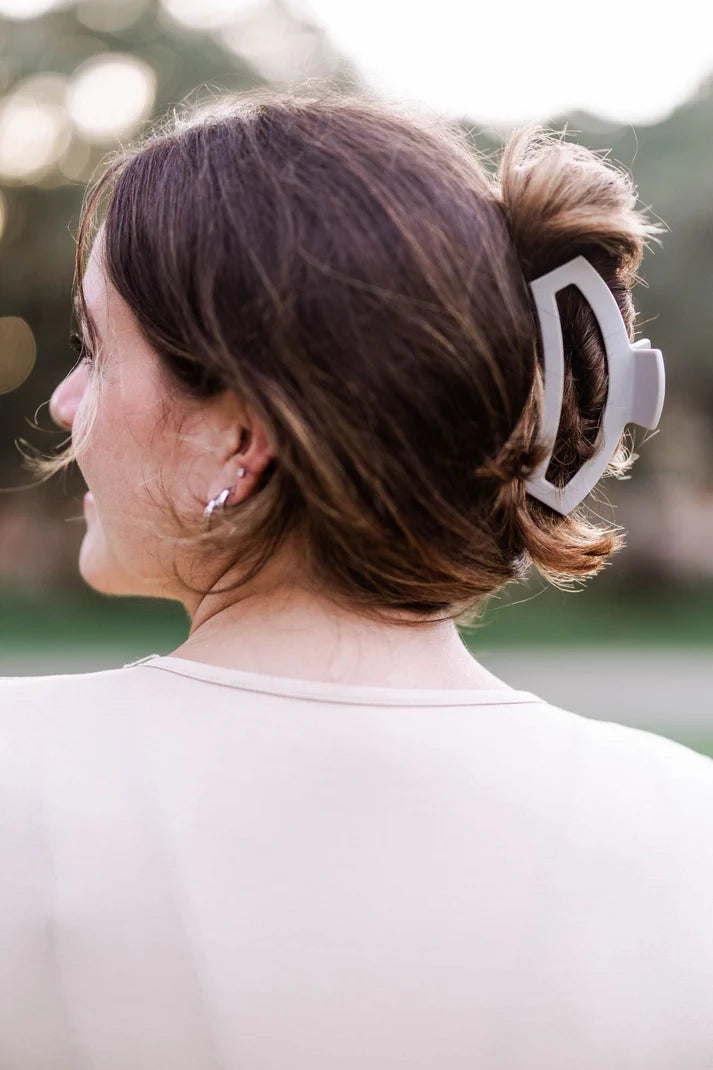 Open Hair Clip Large Silver Flames