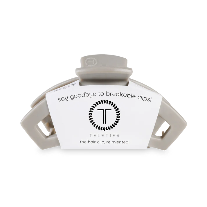 Open Hair Clip Medium Silver Flames