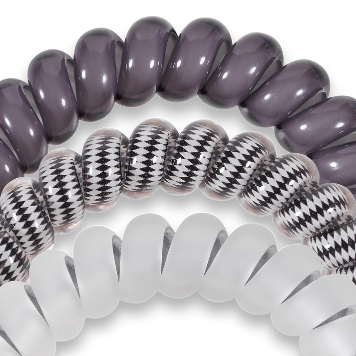 Spiral Hair Coils Large Silver Flames Hair Ties