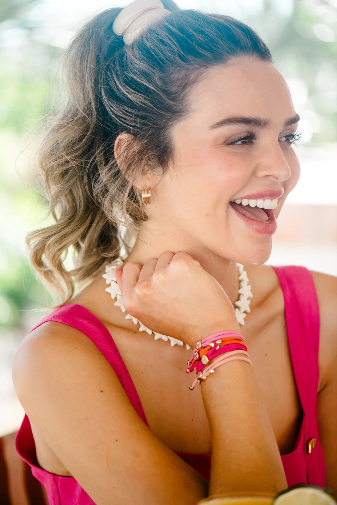 Skinny Hair Tie Set Coral Sunset