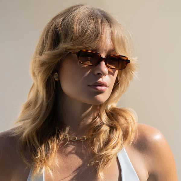 Miki Acetate Rectangular Unisex Sunglasses | Tortoise / Brown