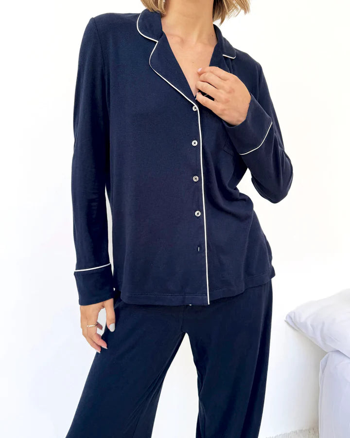 Flora Pillow Soft Set Navy/White