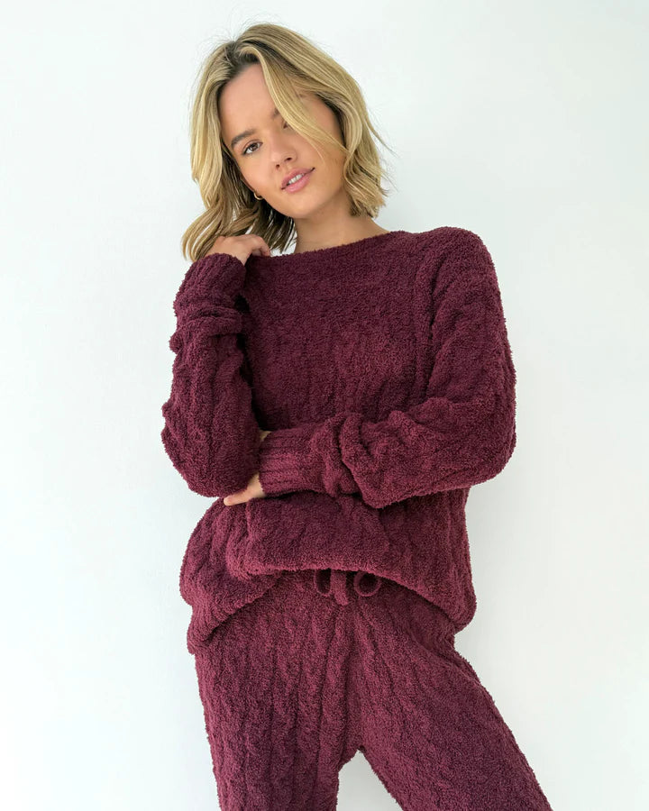 Cable Sweater Set Merlot