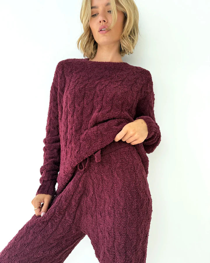 Cable Sweater Set Merlot