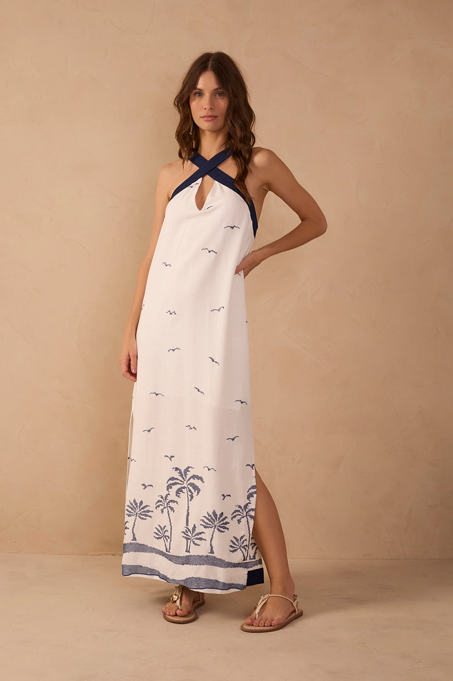 Nautical Linen Maxi Dress