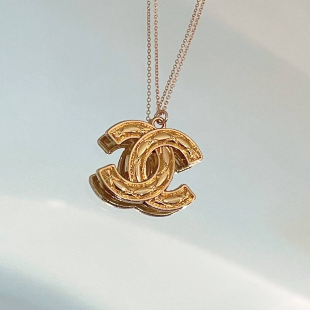 Quilted CC Logo Necklace