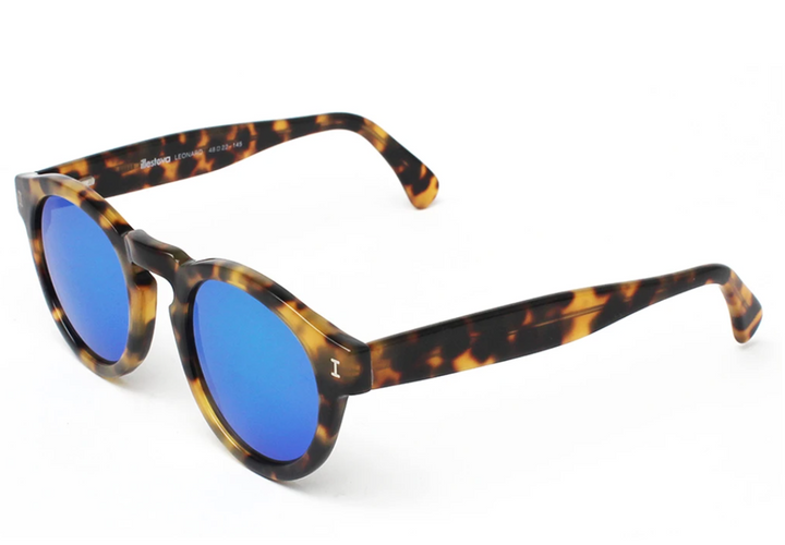 Leonard Sunglasses Tort with Blue Mirror