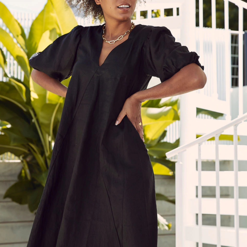 Charlotte Dress Linen Black