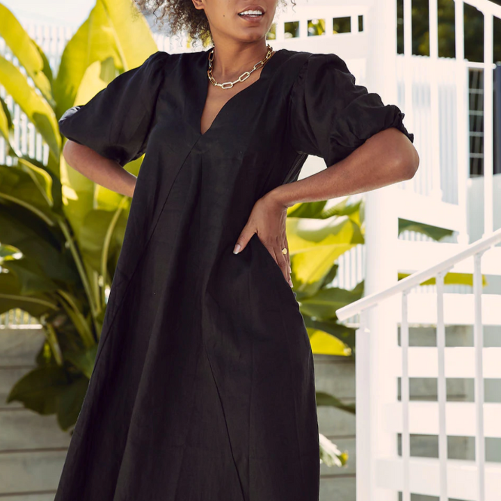 Charlotte Dress Linen Black