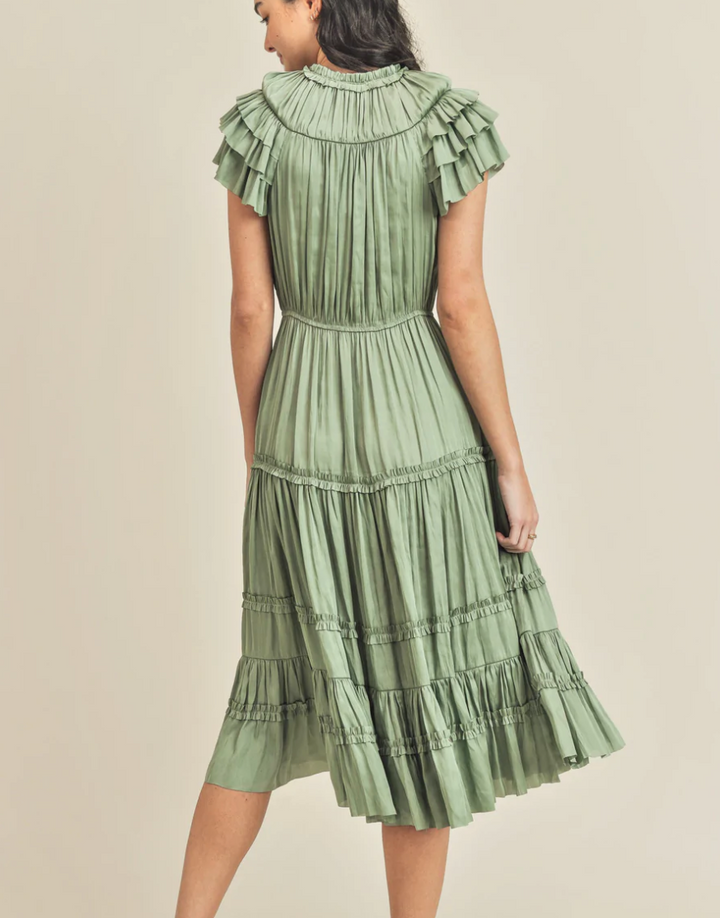 Kianna Ruffle Dress Sage