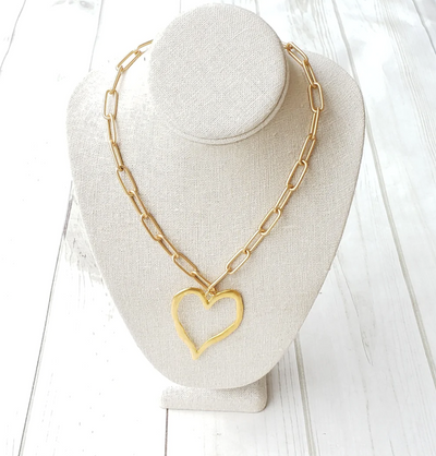 18 "XL Paperclip Heart Necklace