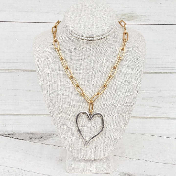 18 "XL Paperclip Heart Necklace