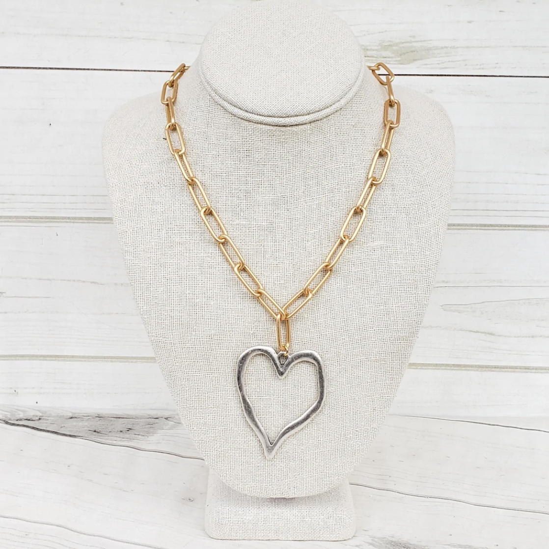 XL Paperclip Heart Necklace