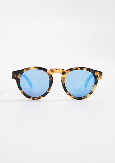 Leonard Sunglasses Tort with Blue Mirror