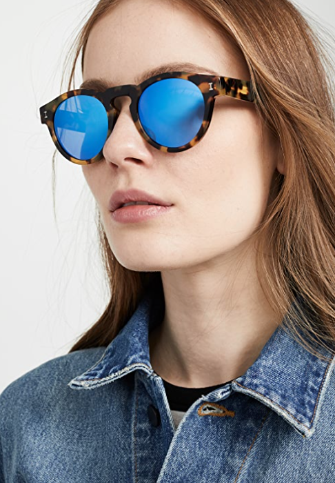 Leonard Sunglasses Tort with Blue Mirror