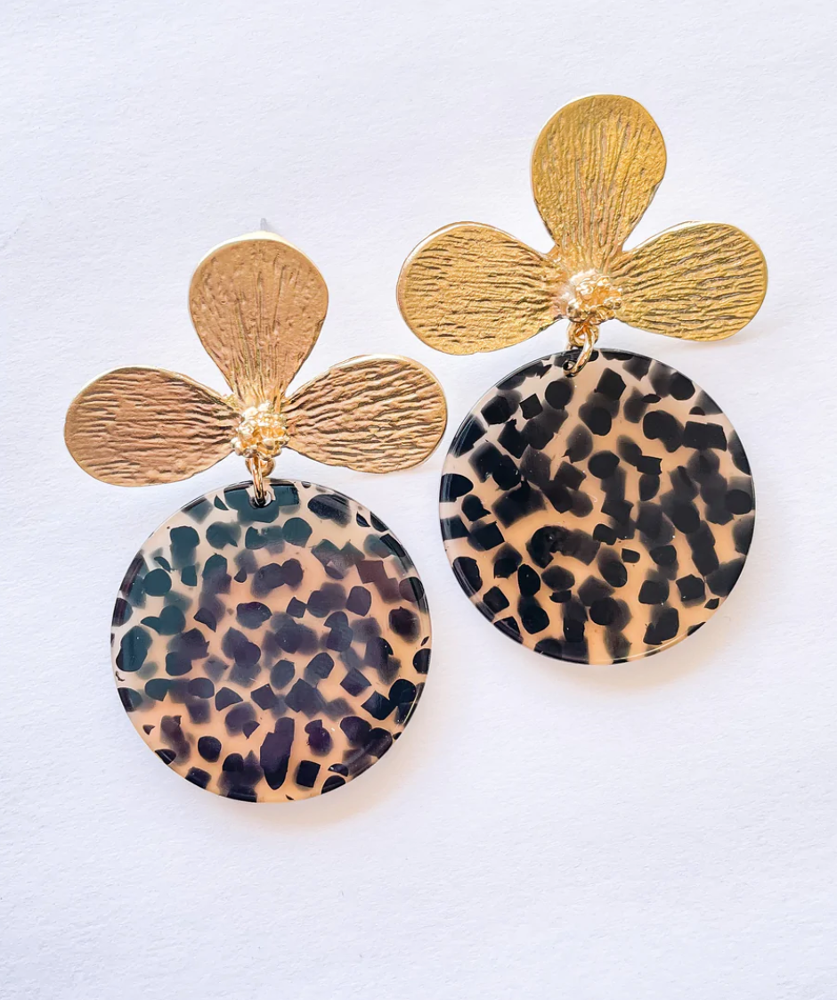 Spotted Cheetah Lotus Earring
