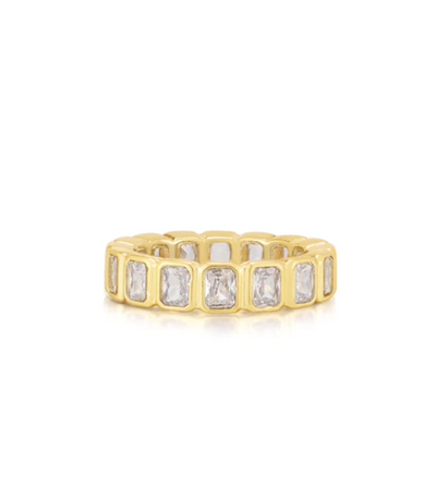 Bezel Emerald Ballier Ring Clear Gold