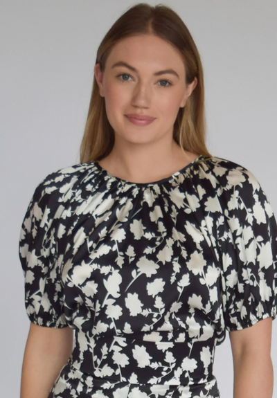 Gathered Neck Top Black Shadow
